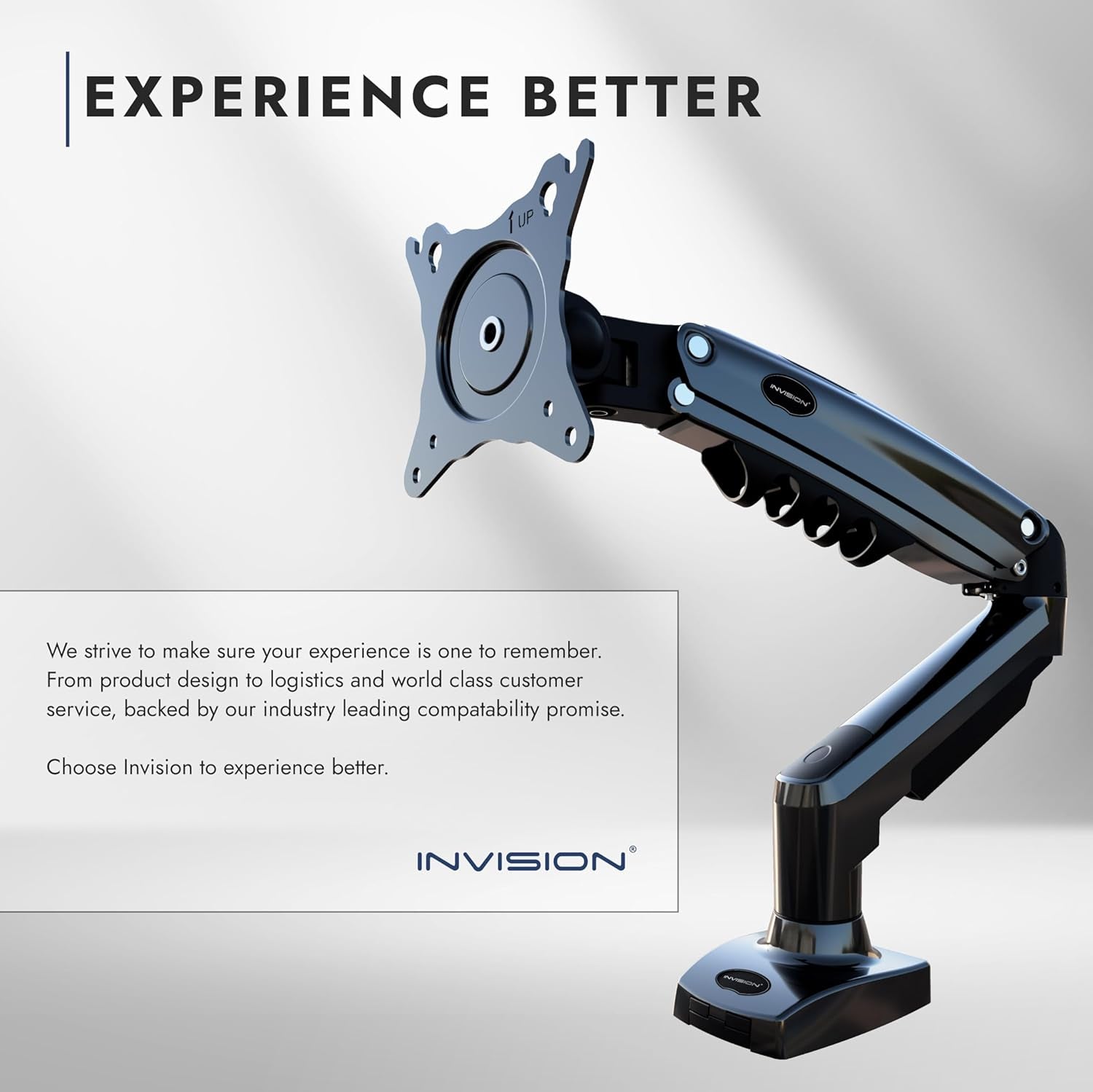 Invision Soporte De Monitor Escritorio Para Pantallas De 19 a 32 Pulgadas, VESA 75 Y 100 Mm, Abrazadera Escritorio Soporte, Ajuste De Altura Con Inclinación, Giratorio, Rotar, Peso 2-9 Kg (MX200)