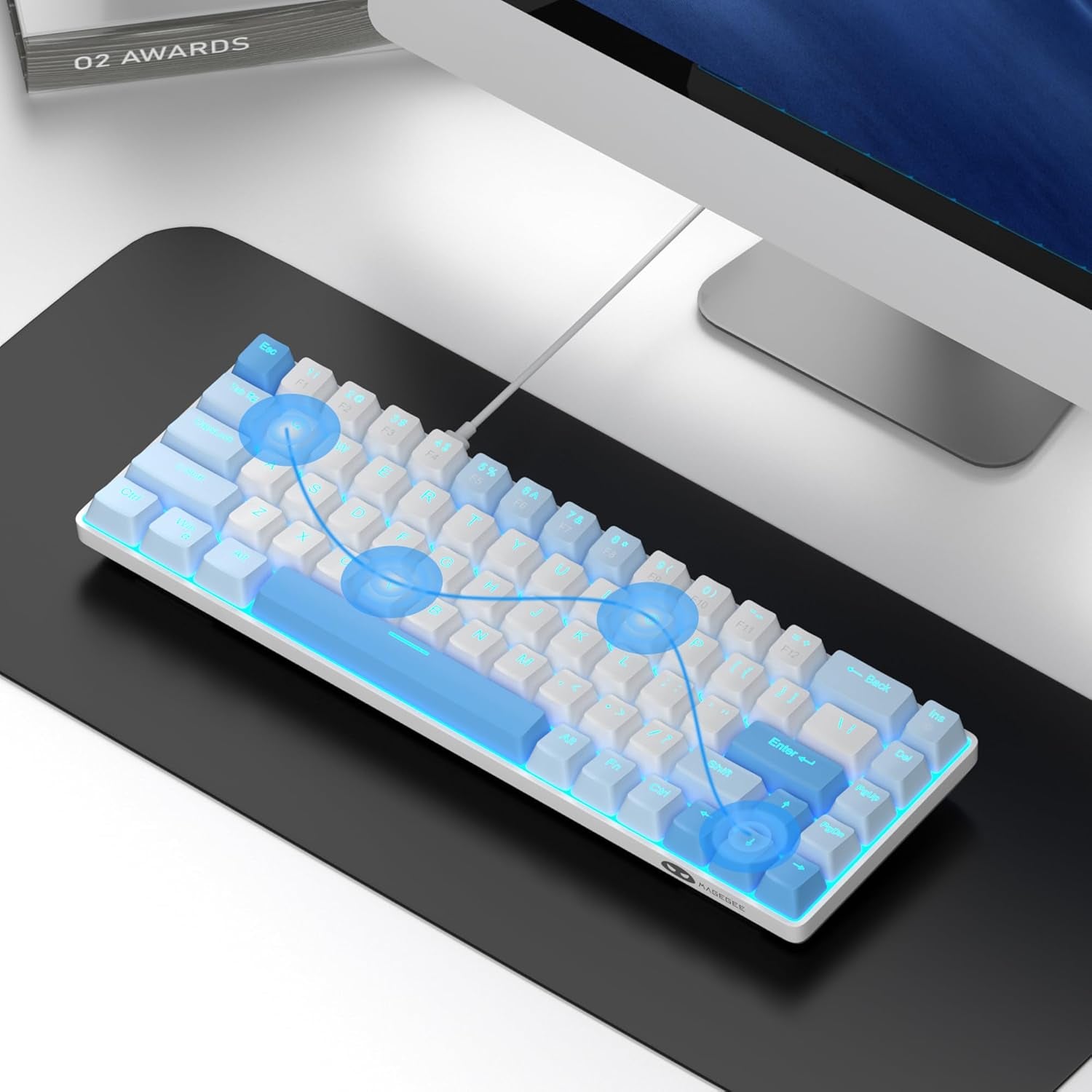 Mk-Box - Teclado Mecánico Para Juegos 60%, Interruptor Azul Y Rojo