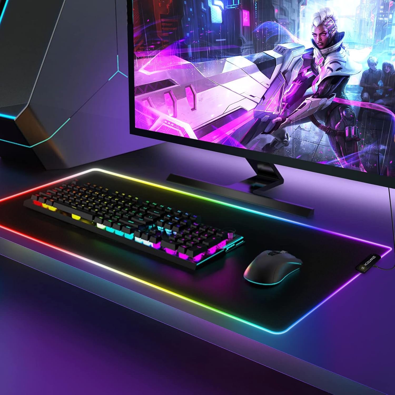 Alfombrilla De Ratón Para Juegos RGB XL, Alfombrilla De Ratón Para Juegos De 800X300 Mm Grande Con 14 Modos De Iluminación, 7 Colores LED, Antideslizante,Para Jugadores De PC, Entrada USB Adicional