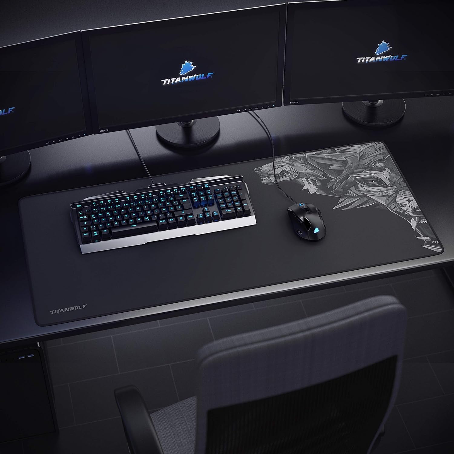 TITANWOLF Alfombrilla Para Ratón Speed Gaming XXL 900 X 400 Mm - XXL Mousepad Mouse Pad - Base Para Mesa Grandes Dimensiones - Mejora La Precisión Y La Velocidad - Resistente