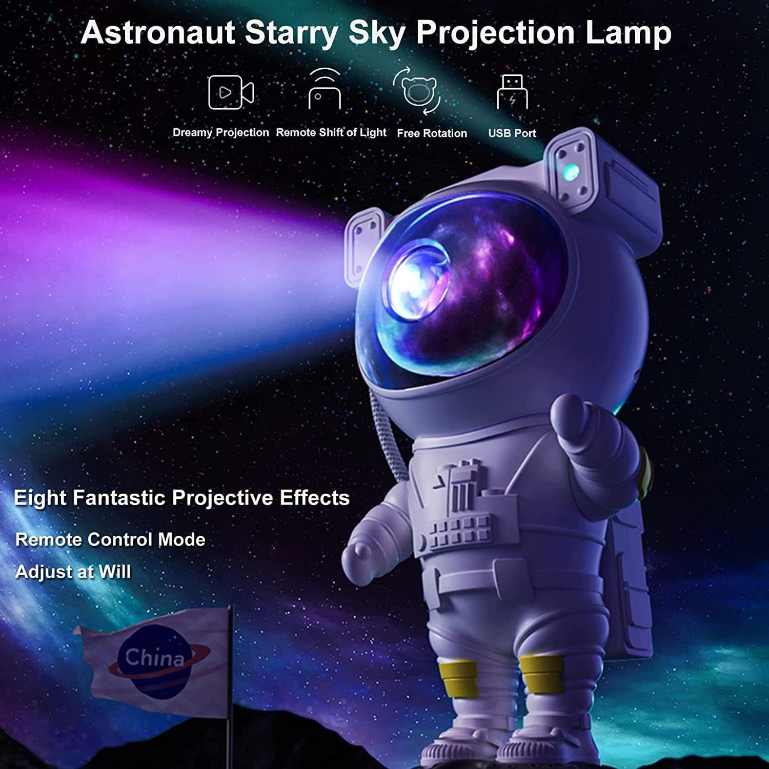 Lámpara Proyector Astronauta Galaxia, Luce Notturna Galaxy, Lampadario a Nebbia Astronauta LED Con Timer E Telecomando… (White Blue)