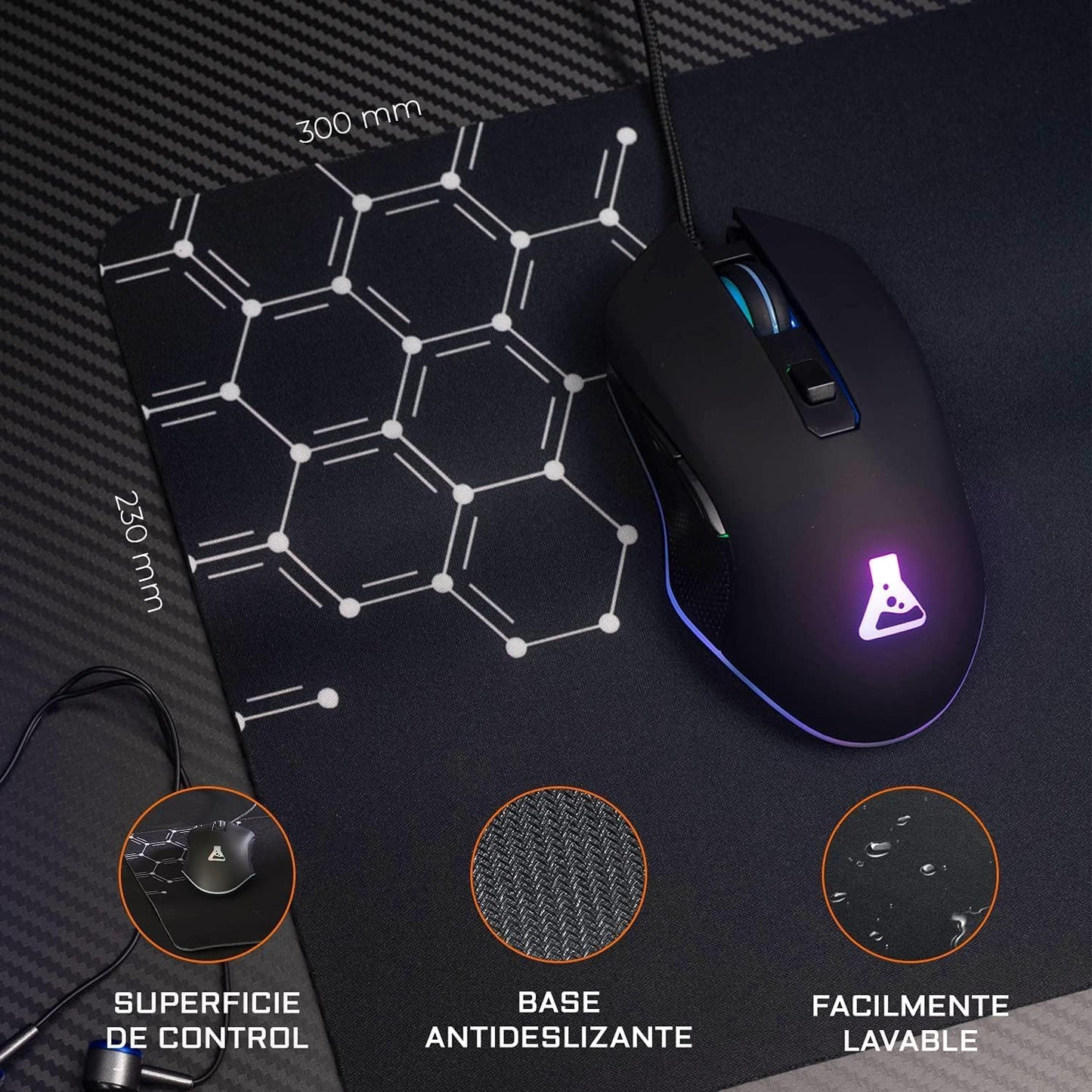 G-Lab Combo Yttrium - Pack Teclado Y Raton Gaming, Combo 3 En 1 Con Teclado Gaming QWERTY, 105 Teclas, Ratón Gamer 2600 Dpi, Alfombrilla De Ratón Gamer - PC/PS4/PS5 (Nueva Versión)