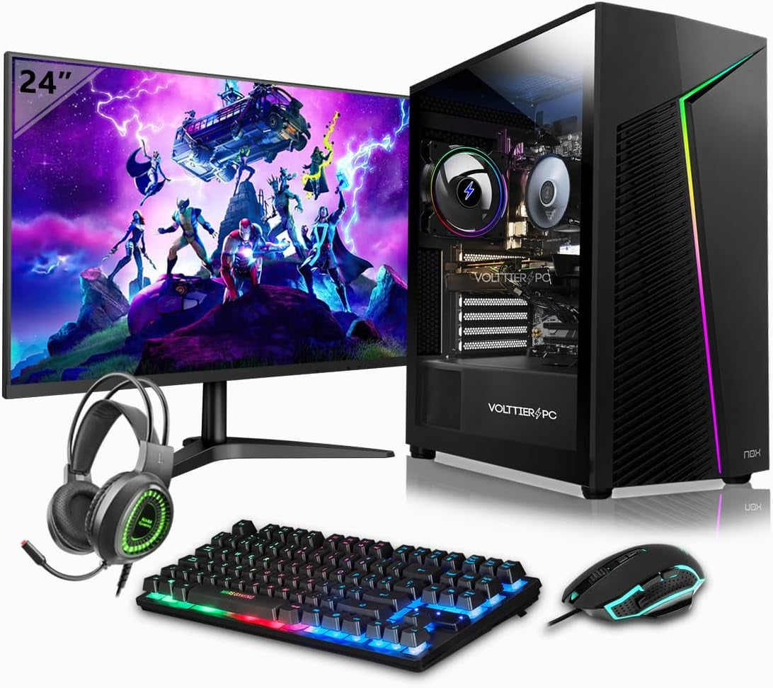 Volttierpc - PC Gaming Completo Intel Core I5 12400F | NVIDIA RTX 3050 6GB | 16GB DDR4 | 1TB M.2 SSD | Wifi 6 + Bluetooth 5.2 | Windows 11 Pro | Monitor 24" 100Hz | Pack Gamer | Ordenador Sobremesa