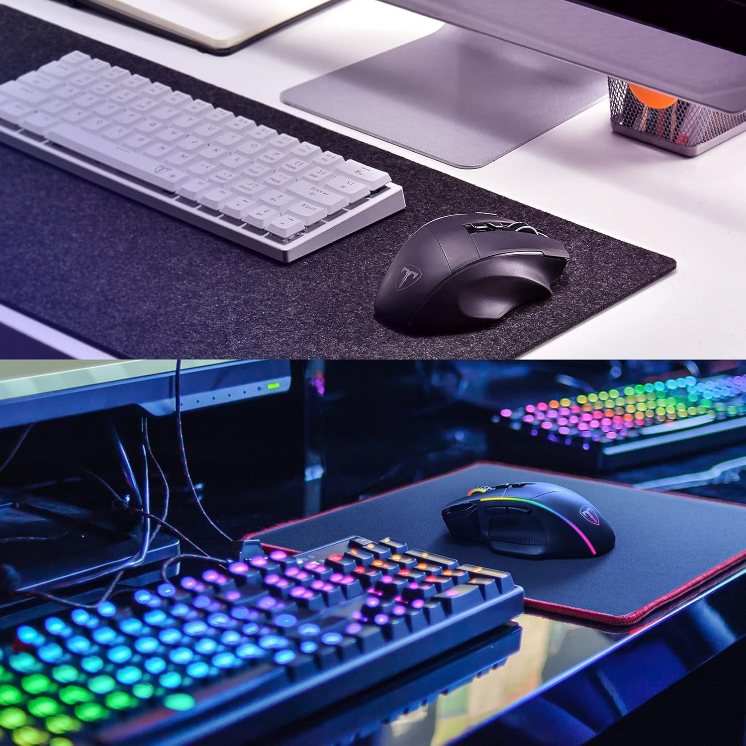 3 Wireless - Ratón Para Gaming, Tri-Mode 2.4G/Usb-C/Bluetooth Mouse Hasta 10000DPI, Chroma RGB Retroiluminado, Ratón Ergonómico Con 8 Botones Programables, Memoria Incorporada, PC, Mac Gamer
