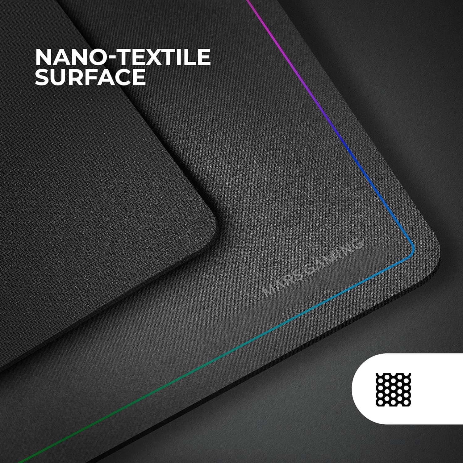 Mars Gaming MMP224, Alfombrilla Gaming XXL 880X330Mm, Diseño De Bordes Rainbow, Base Antideslizante De Caucho Natural, Superficie Nanotextil De Alta Precisión, Alfombrilla De Ratón Flexible, Negro