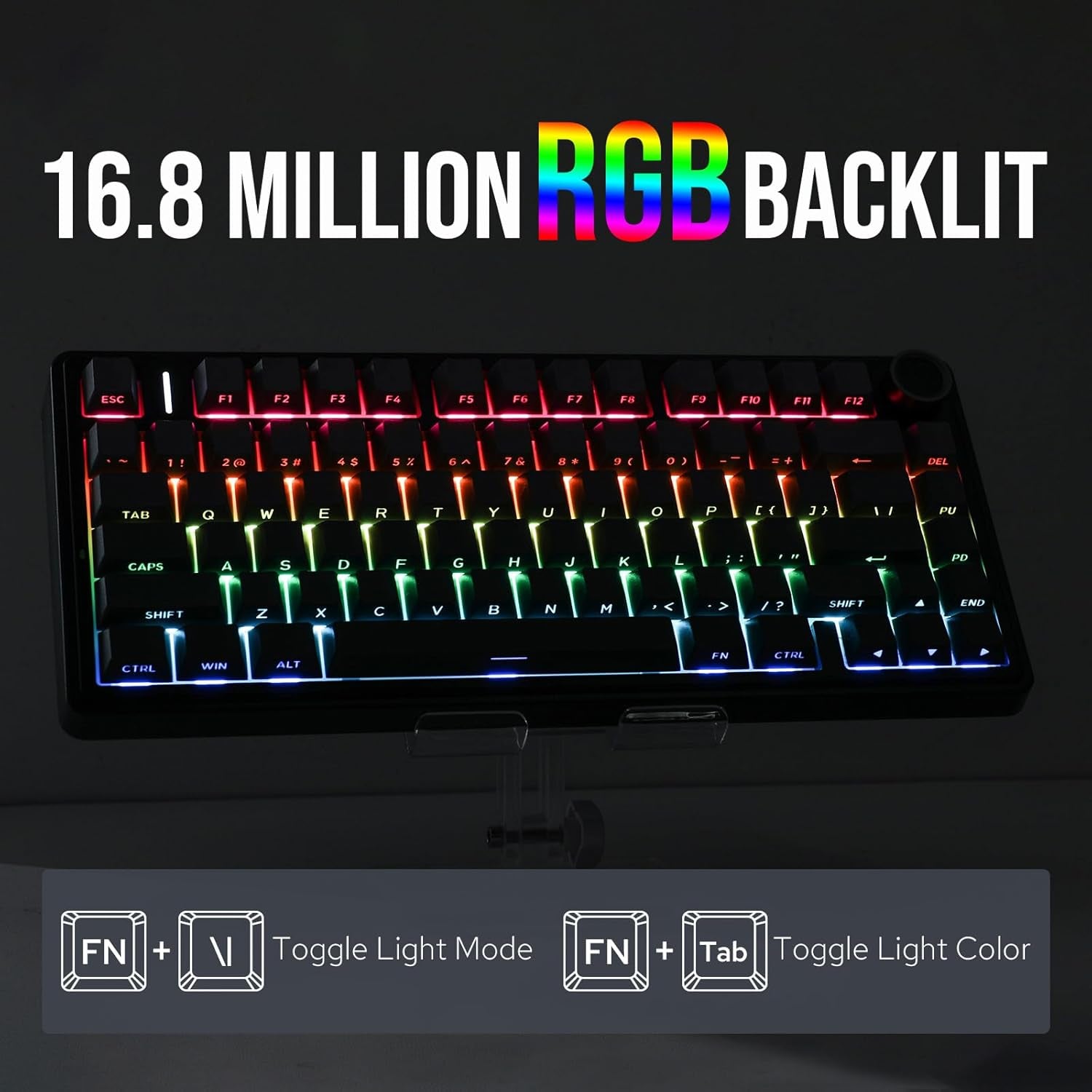EPOMAKER X Aula F75 Teclado Mecánico Gasket, Para Juegos 75% Intercambiable En Caliente, Acolchado De 5 Capas, Botones, Bluetooth, Inalámbrico, USB-C, RGB (Gradiente Negro, Interruptor LEOBOG Reaper)