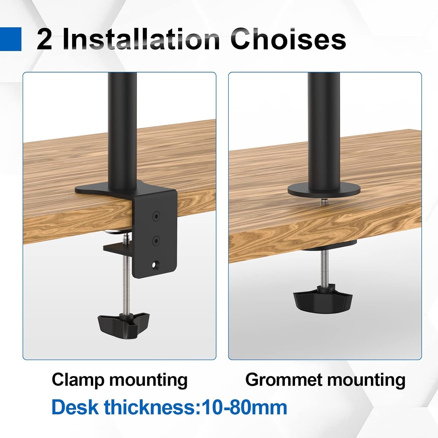 GRIFEMA GB2001-2 Soporte De Monitor Doble Para Pantalla De Computadora De 13-32 Pulgadas, Altura Ajustable, VESA 75X75/100X100, Acero, Negro