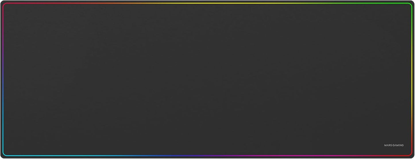 Mars Gaming MMP224, Alfombrilla Gaming XXL 880X330Mm, Diseño De Bordes Rainbow, Base Antideslizante De Caucho Natural, Superficie Nanotextil De Alta Precisión, Alfombrilla De Ratón Flexible, Negro