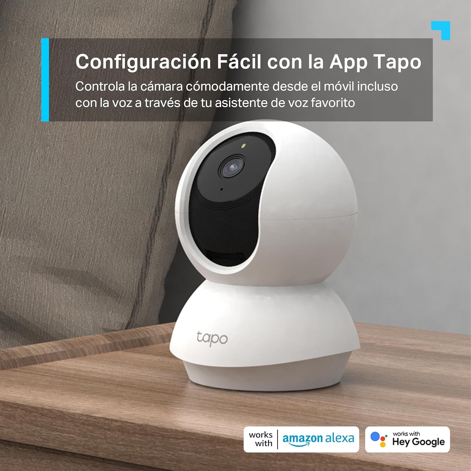 Tapo C210 - Cámara IP Wifi 360° Cámara De Vigilancia 2K (3Mp),Visión Nocturna Admite Tarjeta SD Hasta 512 GB, Detección Y Seguimiento De Movimiento, Control Remoto, Compatible Con Alexa