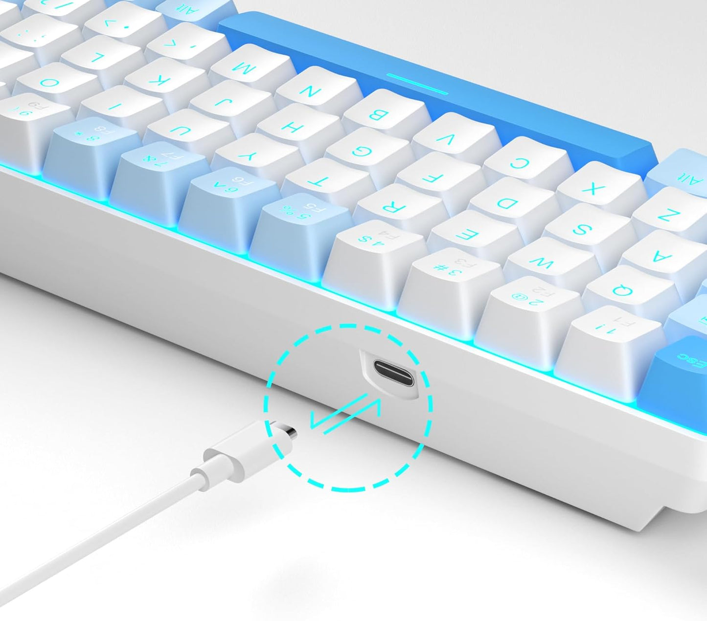 Mk-Box - Teclado Mecánico Para Juegos 60%, Interruptor Azul Y Rojo