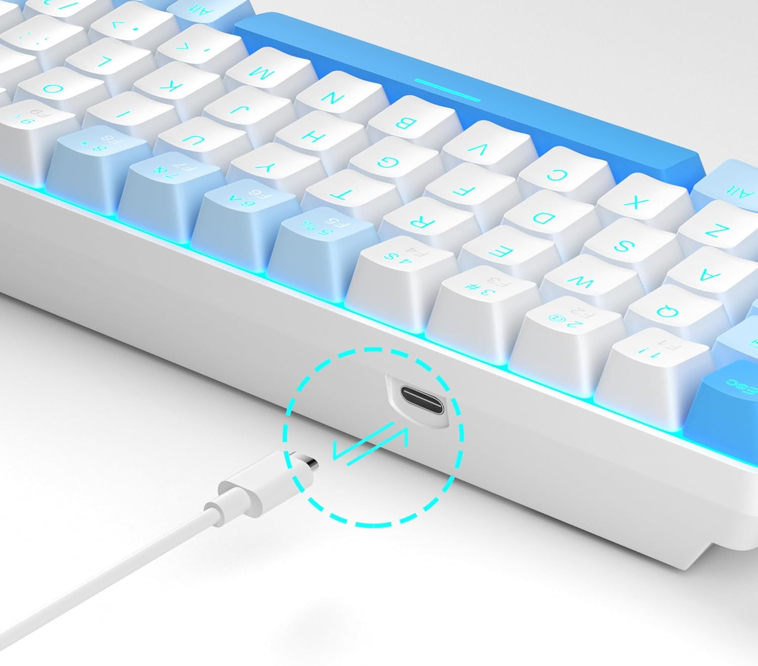 Mk-Box - Teclado Mecánico Para Juegos 60%, Interruptor Azul Y Rojo