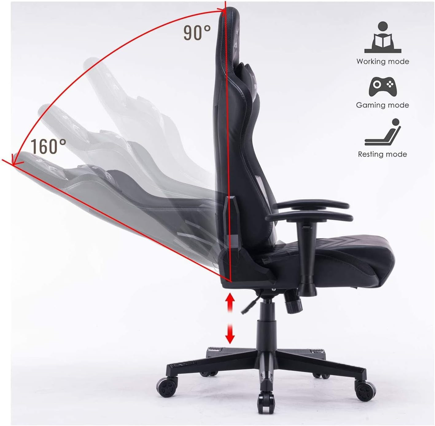 La Voglia Di Fare Reaper - Silla De Gaming Profesional Con Tecnología LED RGB Integrada, Respaldo Reclinable, Perfiles LED Coloridos Personalizables Con Amplia Selección De Color (Negro)