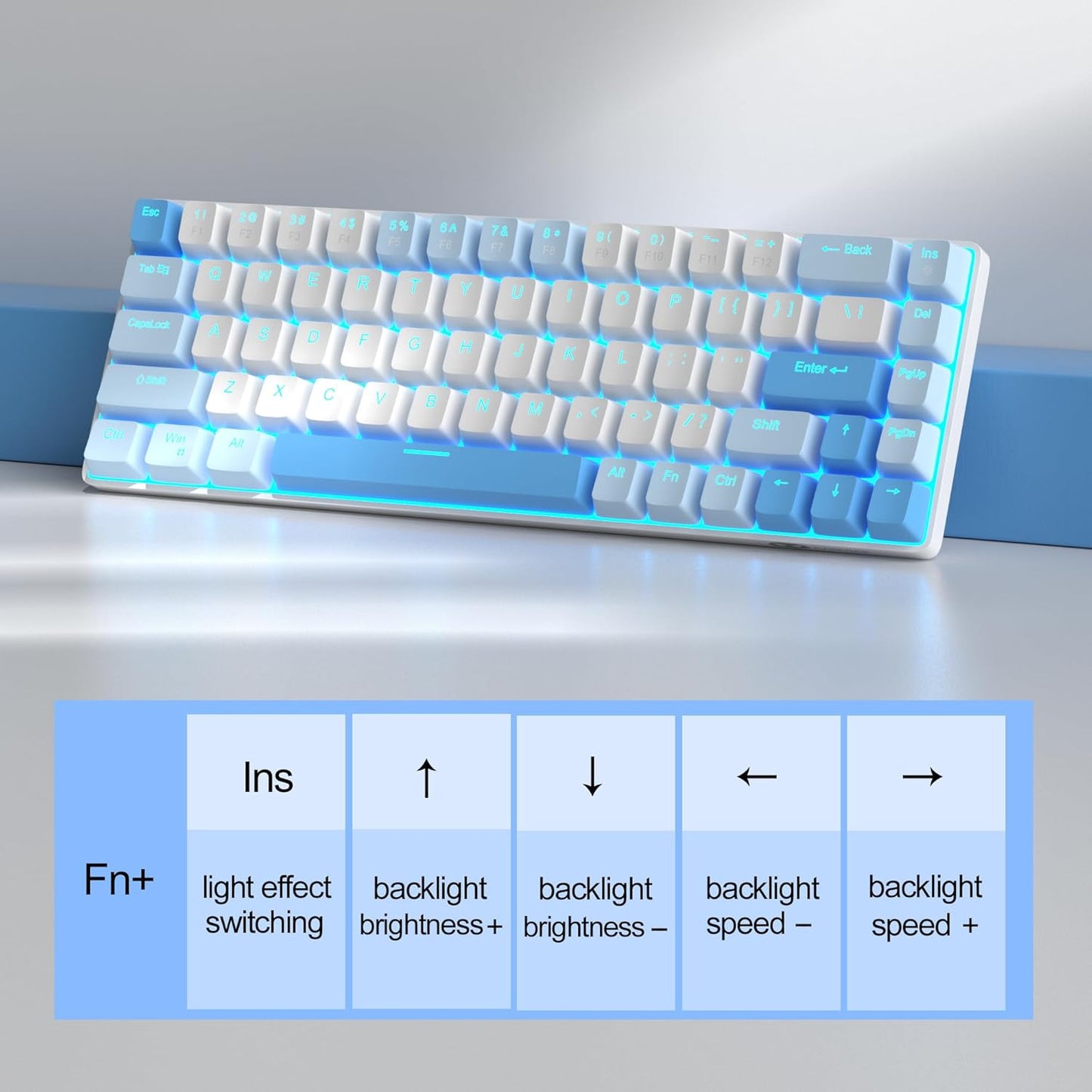 Mk-Box - Teclado Mecánico Para Juegos 60%, Interruptor Azul Y Rojo