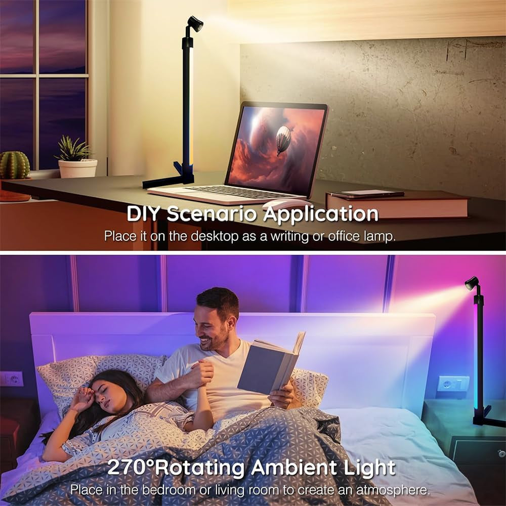 RGB Lightbar 50Cm TV Luz De Fondo USB Operado Lámpara Ambiental 6W Smart Sync Con La Música Y El Control De APP, 360 ° Foco Giratorio, 270 ° Ángulo De Lámpara Para Juegos PC TV Decoración
