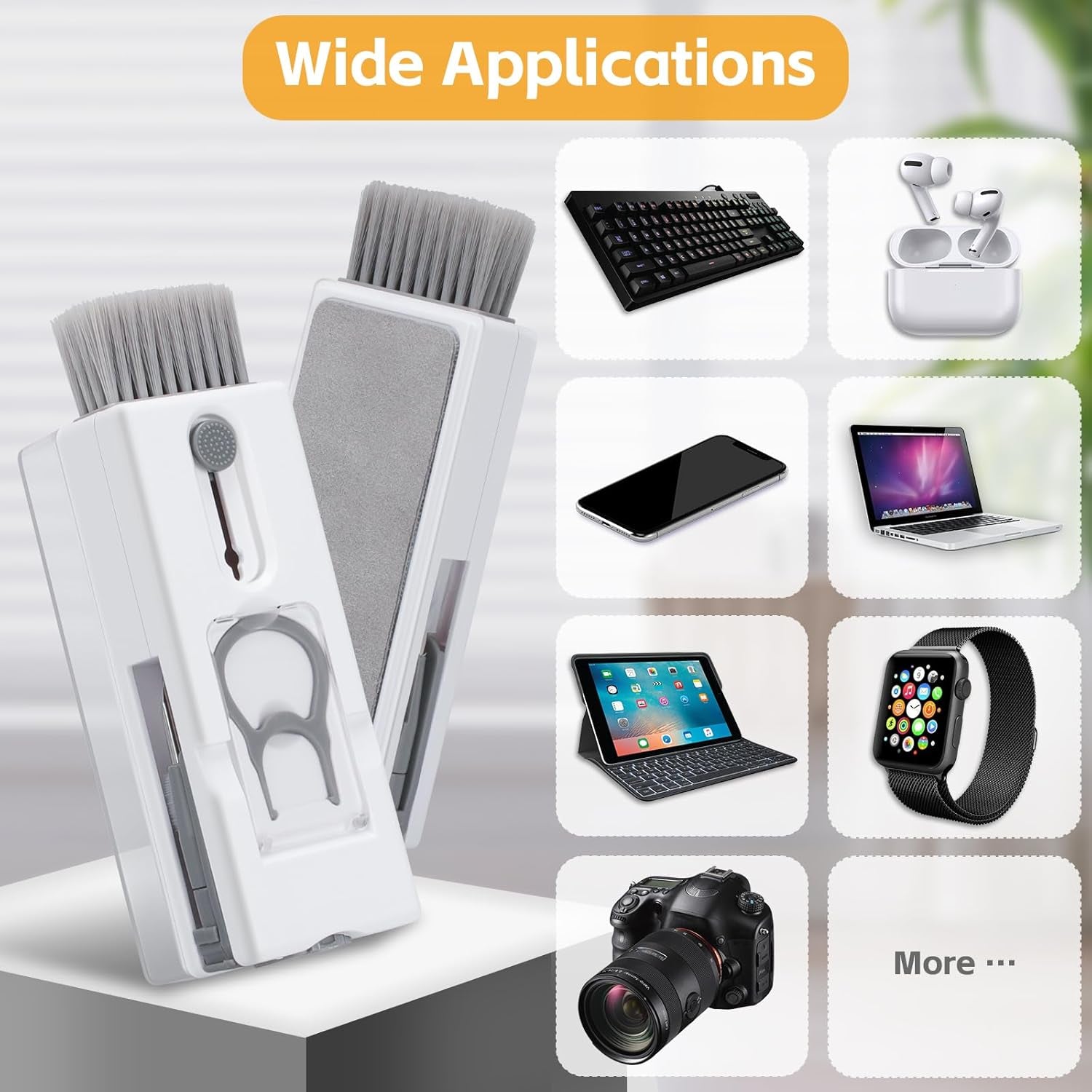 Alyvisun 11 En 1 Kit Limpieza PC Multifuncional, Cepillo De Limpiador Teclado Con Extractor De Teclas, Para Laptop, Teléfonos, Auriculares, Gris
