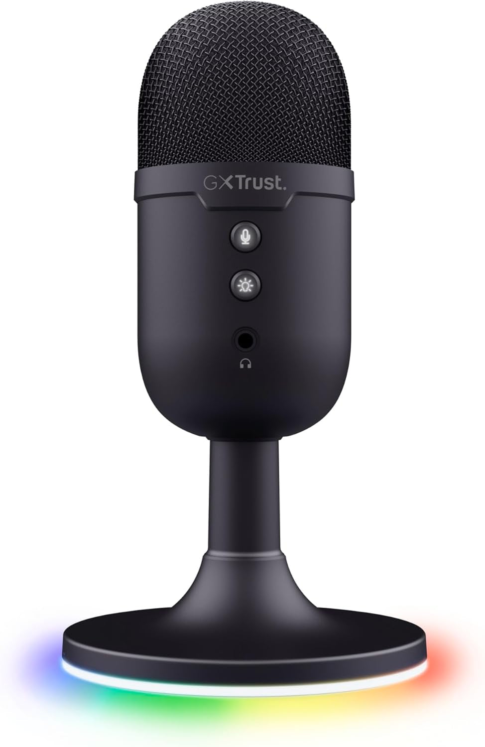 Trust Gaming GXT 236 Yami Micrófono PC USB Para Streaming Podcast Twitch Discord ASMR Youtube Playstation 5 Juegos, Micrófono De Condensador Cardioide, Micro Con Iluminación LED RGB - Negro
