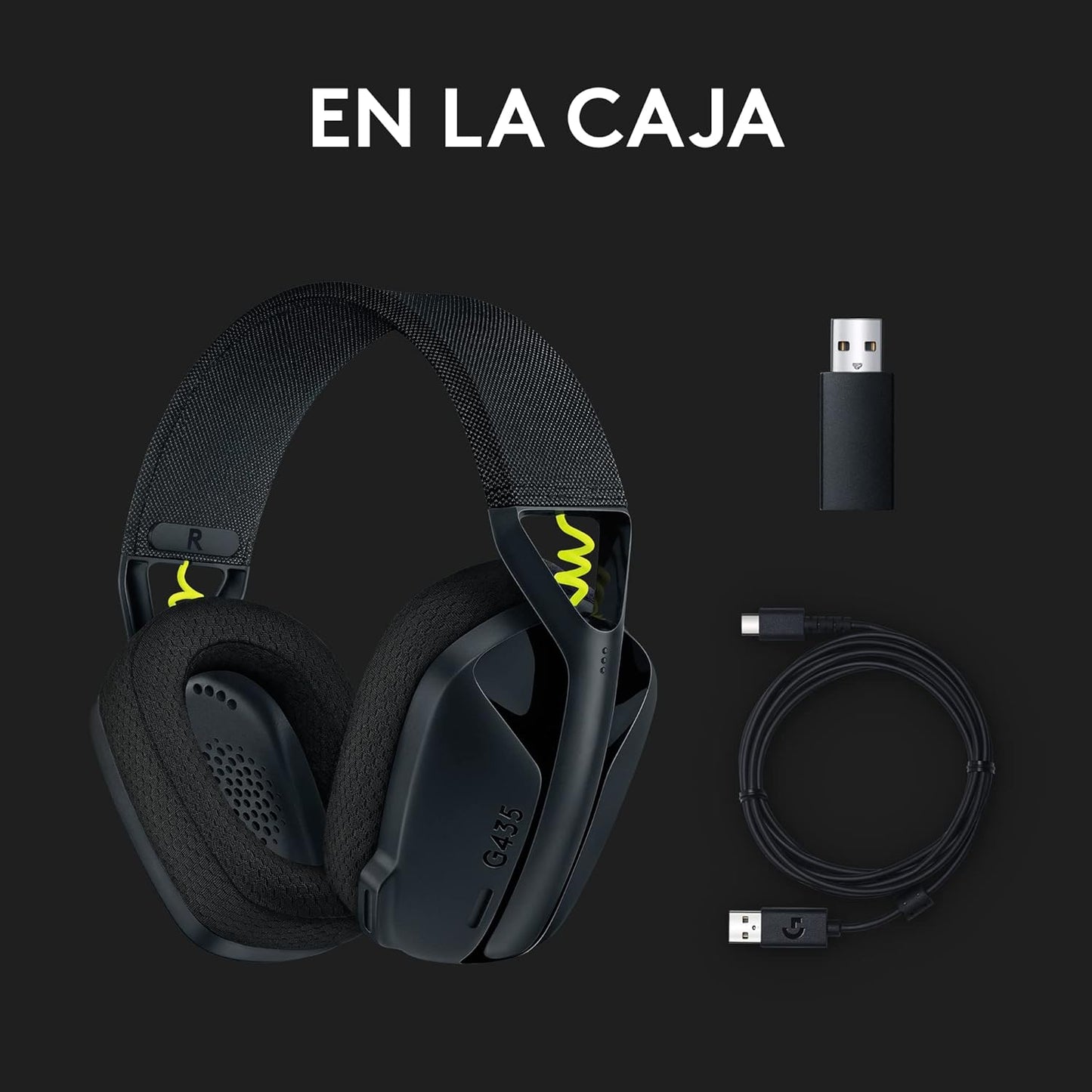 Logitech G G435 Auriculares Inalámbricos LIGHTSPEED Para Gaming, Ligeros, Micrófono Integrado, Batería De 18 Horas, Compatibles Con Dolby Atmos, Bluetooth, PC, PS4, PS5, Móvil, Nintendo Switch - Negro