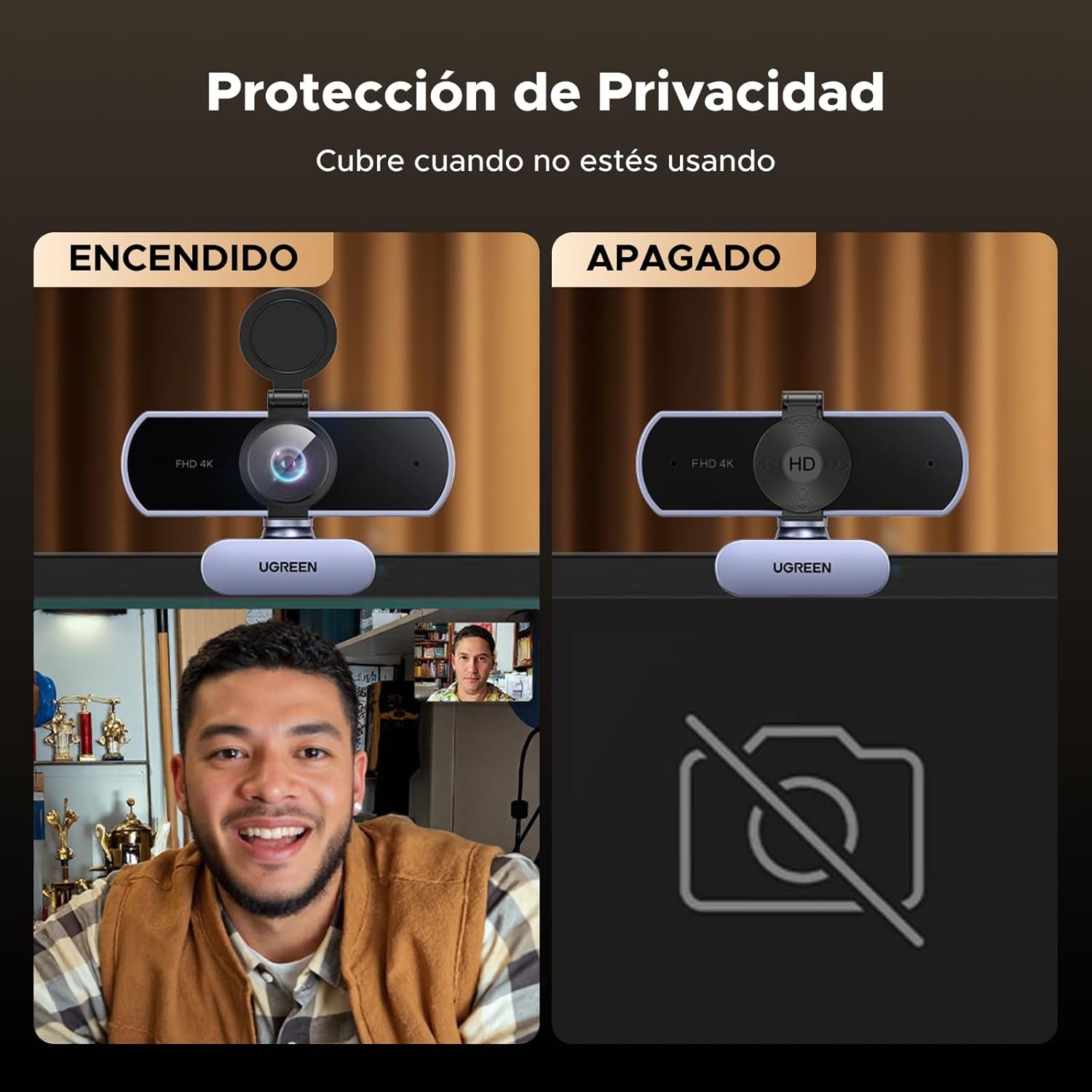UGREEN Webcam 4K 30FPS Ultra HD USB Webcam Para Ordenador Enfoque Fijo Plug and Play Para Windows Macos Linux Streaming Youtube Skype Call Video Zoom Videoconferencia