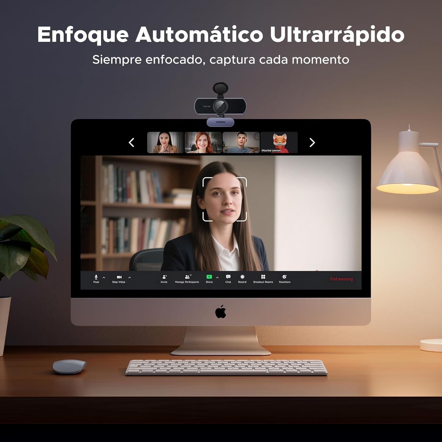 UGREEN Webcam 4K 30FPS Ultra HD USB Webcam Para Ordenador Enfoque Fijo Plug and Play Para Windows Macos Linux Streaming Youtube Skype Call Video Zoom Videoconferencia