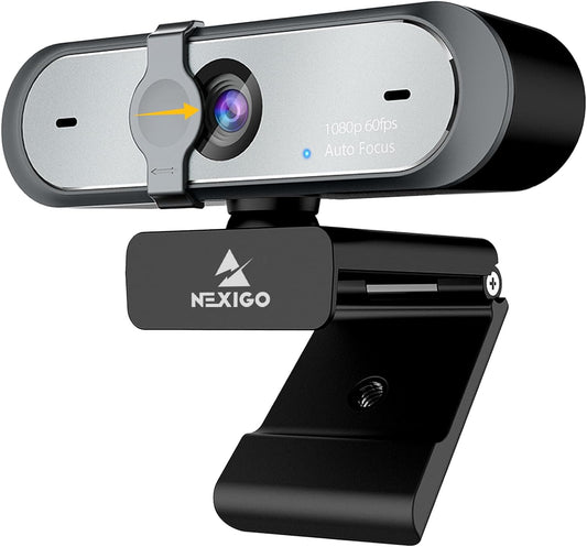 Nexigo N660P 60FPS 1080P Webcam Con Enfoque Automático, Micrófonos Duales Y Cubierta De Privacidad, Pro HD USB Cámara Web Para PC OBS Gaming Conferencias Con Zoom Skype Facetime Teams
