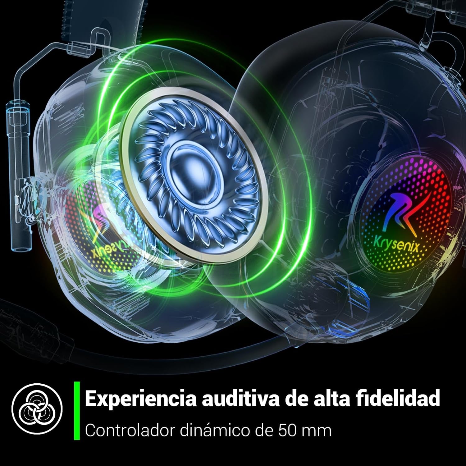 KGH2 Cascos Gaming Inalámbricos, 2.4 Ghz Auriculares Gaming Para PS4, PS5, PC, Mac, Switch, Auriculares Bluetooth Con Micrófono, Cancelación De Ruido, Luz LED Y Duración 40Hr+, Negro