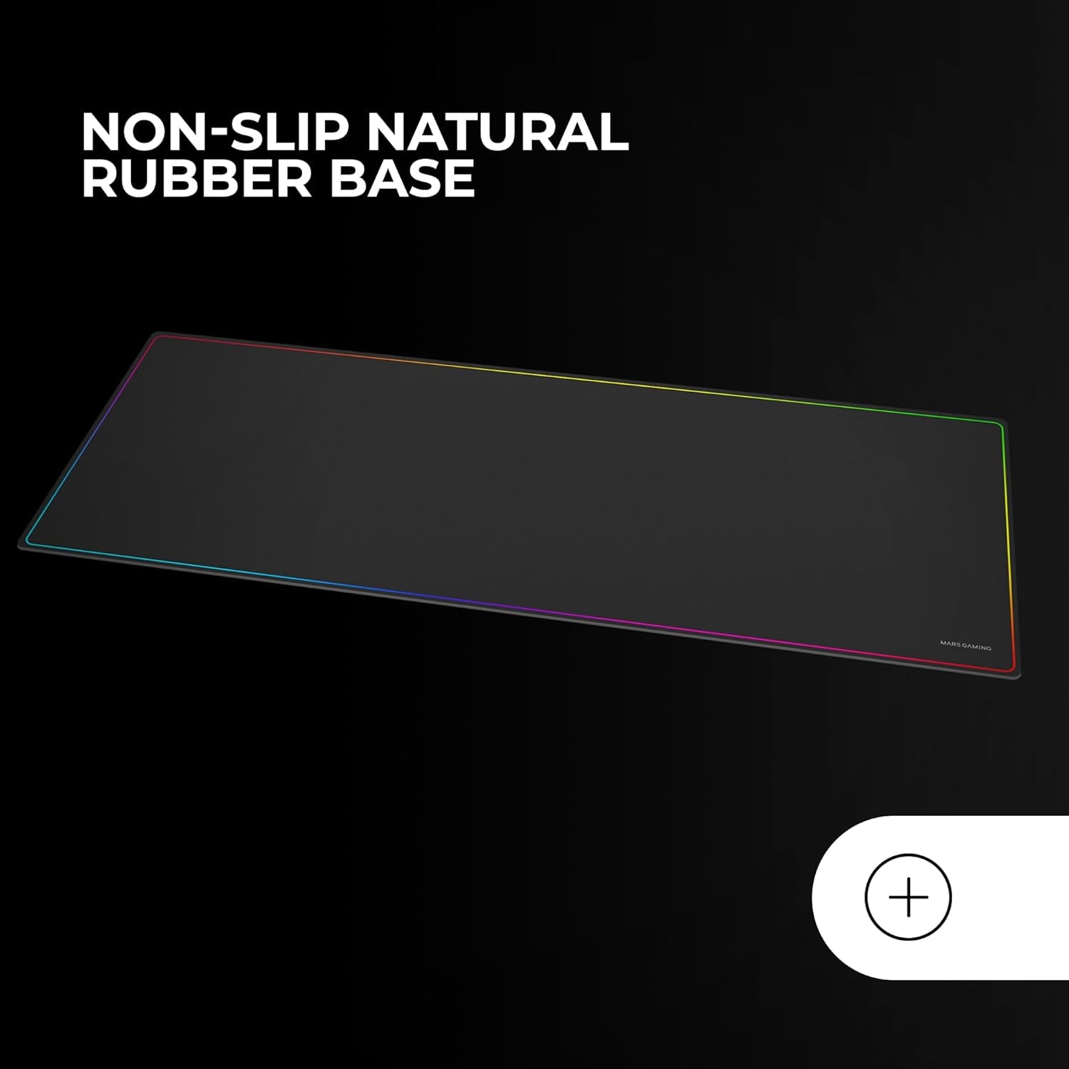Mars Gaming MMP224, Alfombrilla Gaming XXL 880X330Mm, Diseño De Bordes Rainbow, Base Antideslizante De Caucho Natural, Superficie Nanotextil De Alta Precisión, Alfombrilla De Ratón Flexible, Negro