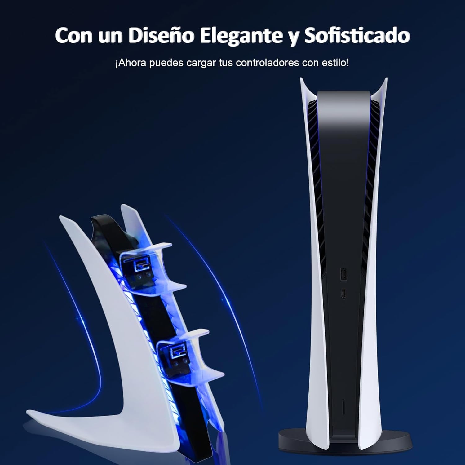 Nexigo Cargador De Controlador PS5 Edición Especial, Estación De Carga Inalámbrica Con Dos Puertos USB C, Base De Carga Rápida USB Dual Para Controlador Sony Playstation 5