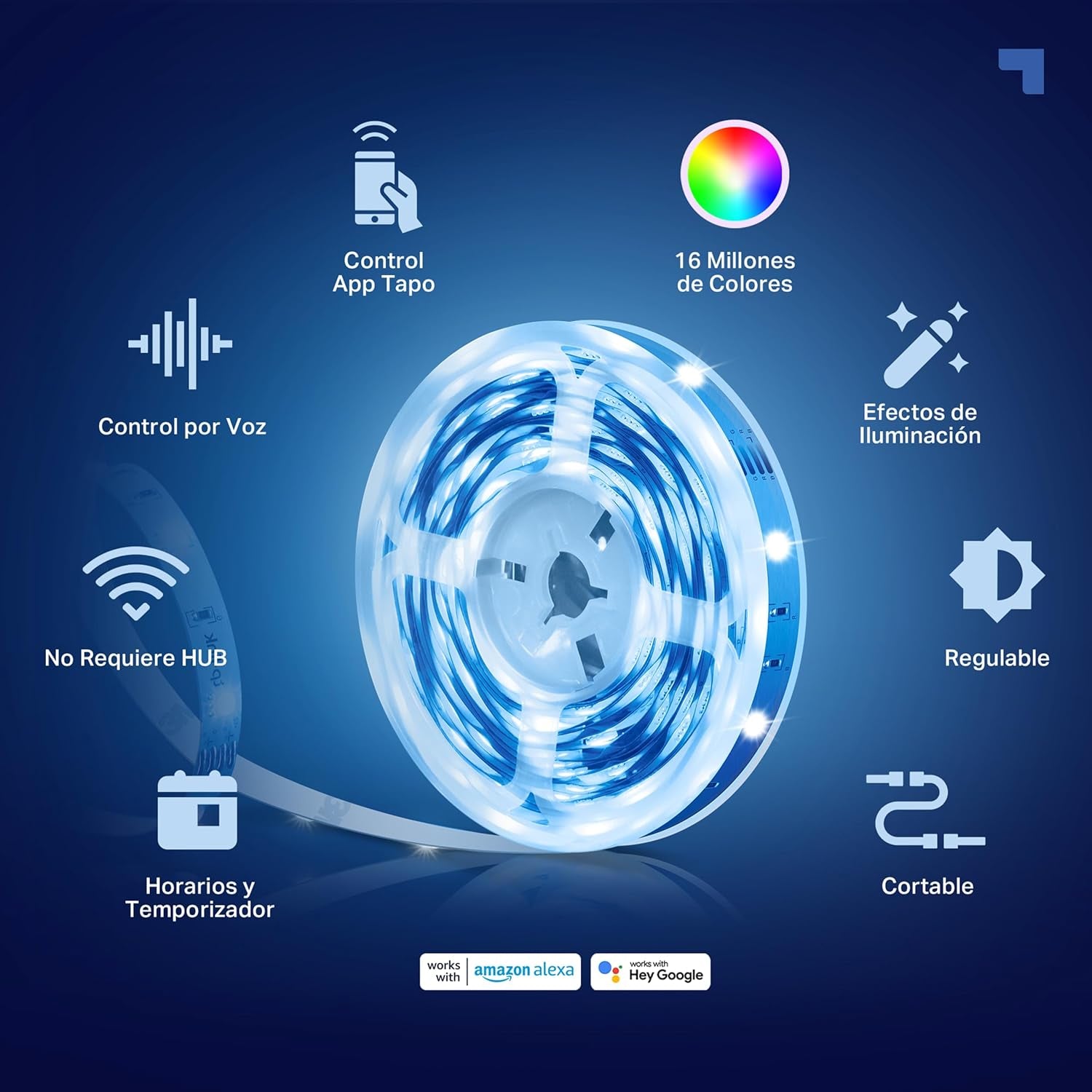Tapo L900-5 – Tira LED Wi-Fi De 5M, 12V, 16 Millones De Colores Con 2100 Mcd, Adecuado Para La Familia, Sincronización Con Música, Compatible Con Google Y Alexa