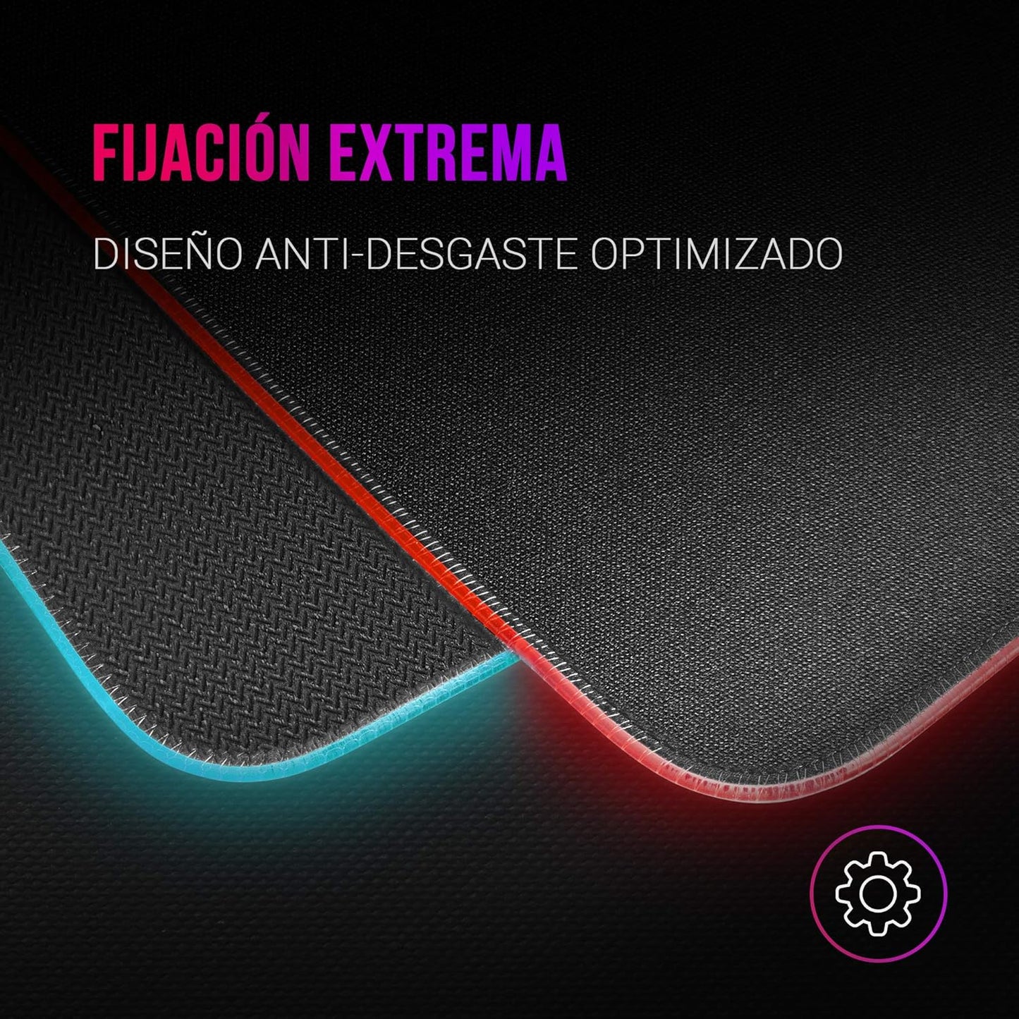 Mars Gaming MMPRGBL, Alfombrilla Gaming RGB 365X265Mm Con 12 Modos De Iluminación, Fibra Óptica, Superficie Nanotextil, Borde Reforzado, Cable Trenzado, Antideslizante, Negro