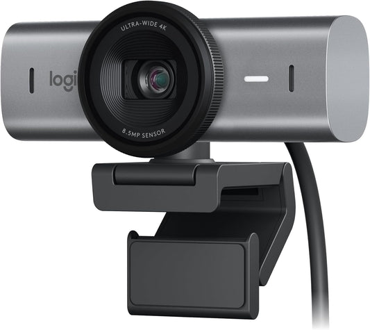 Logitech MX Brio Ultra HD 4K Para Colaboración Y Streaming Cámara Web, 1080P a 60 FPS, Dos Micrófonos Reductores De Ruido, USB-C, Tapa, Compatible Con Microsoft Teams, Zoom, Google Meet, Grafito