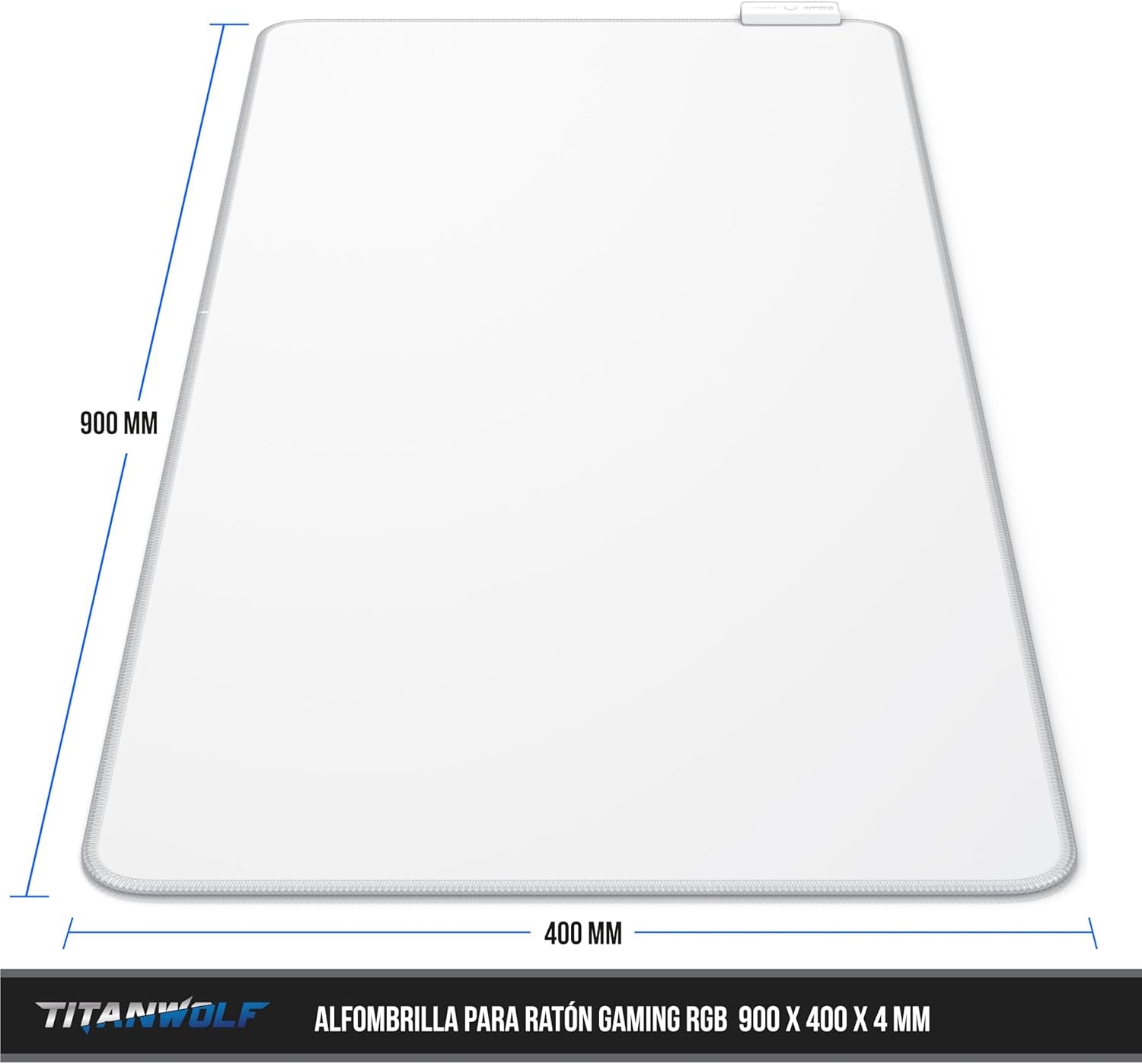 TITANWOLF - Alfombrilla Para Ratón Gaming RGB - Mouse Pad 900X400 Mm - LED Multicolor 7 Colores - 4 Modos De Efectos - Mejora Precisión Y Velocidad - Superficie Inferior De Goma – White