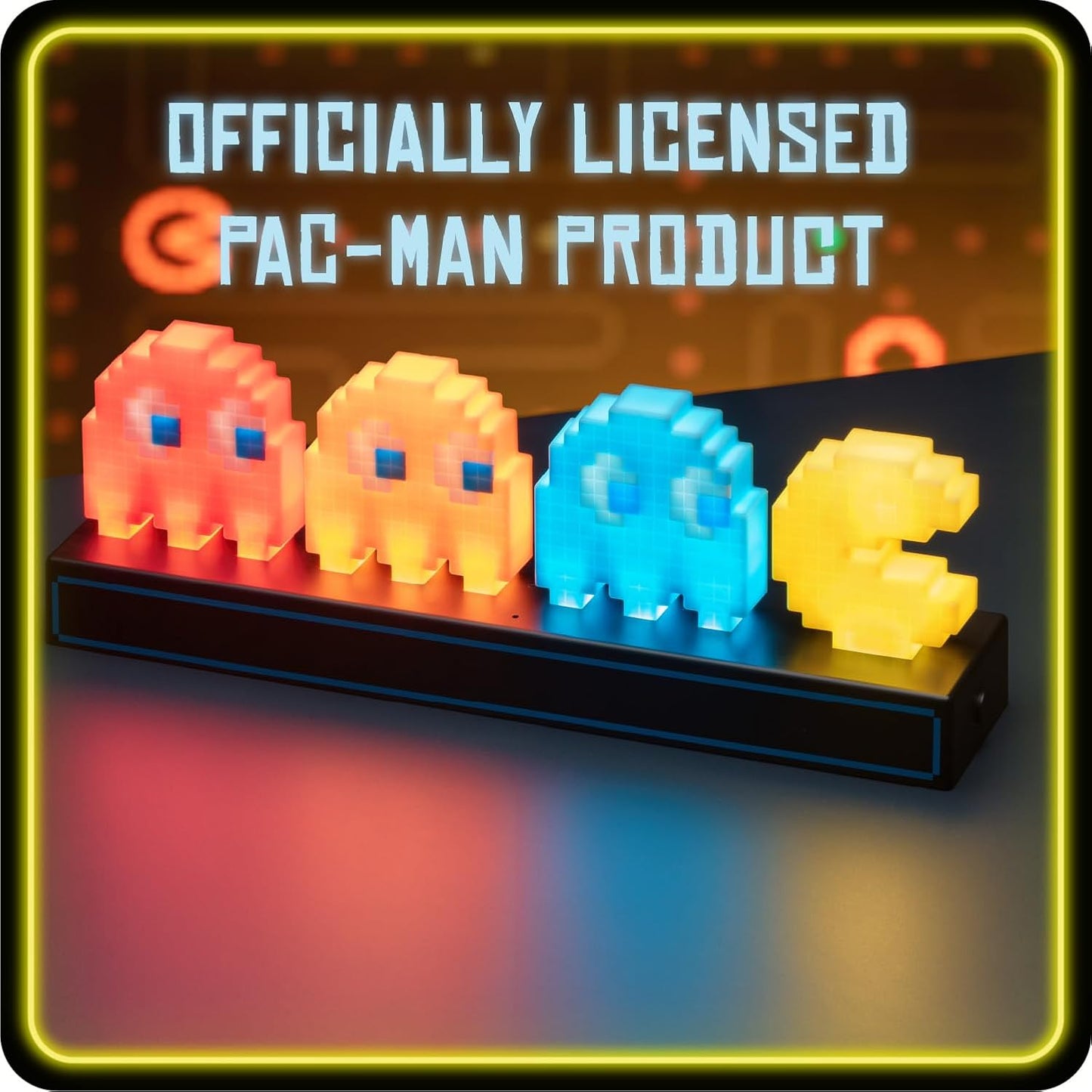 Luz De Escritorio Pac Man & Ghosts - Producto Oficial, Reactiva Al Sonido Con 3 Modos De Luz, Alimentado Por USB O Baterías, Decoración Retro Para Sala De Juegos, Regalo Para Gamers