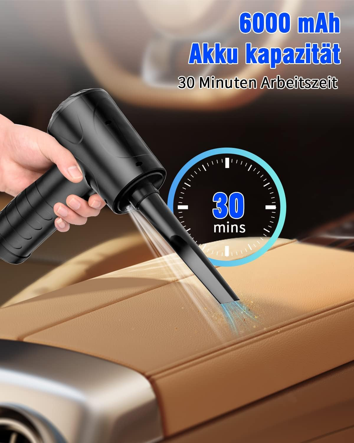 Soplador De Aire Para Pc, 3 Velocidades 91000 U/Min Compressed Air Duster, USB Recargable Plumero Electrico Con Batería De 6000Mah, Soplador Aire Comprimido Para Laptop, Teclado, Coche