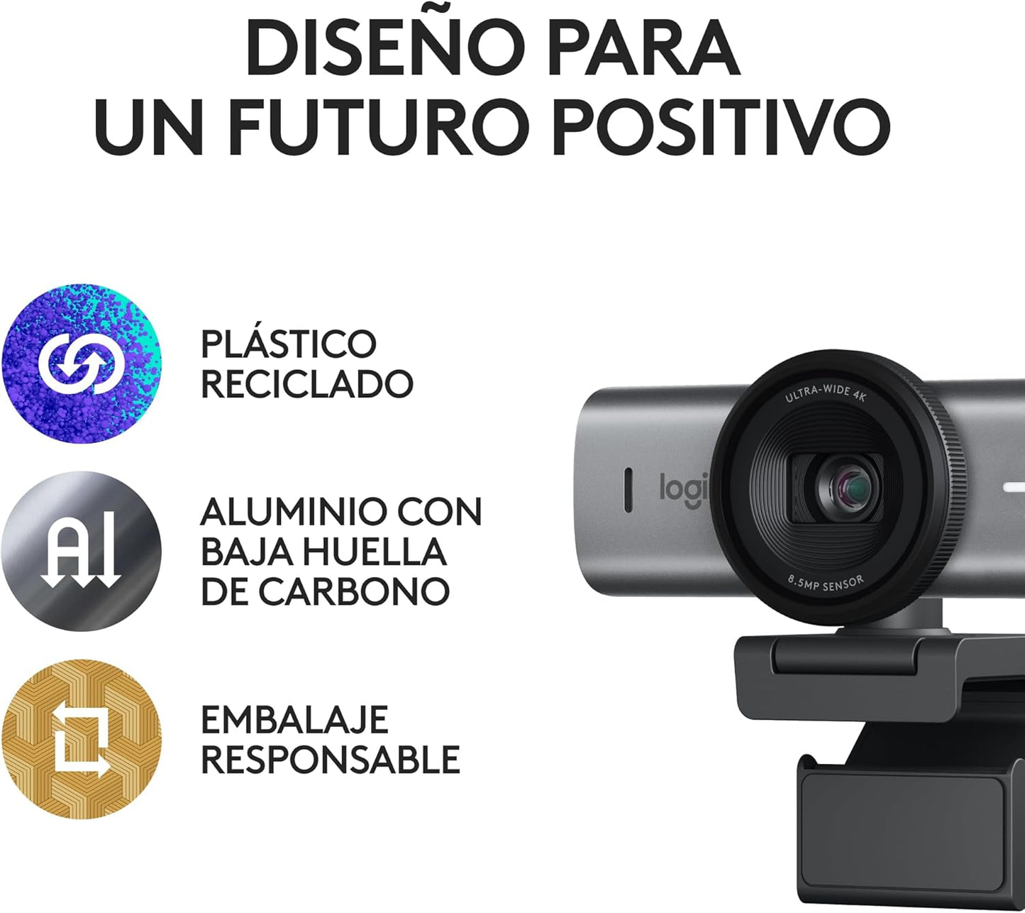 Logitech MX Brio Ultra HD 4K Para Colaboración Y Streaming Cámara Web, 1080P a 60 FPS, Dos Micrófonos Reductores De Ruido, USB-C, Tapa, Compatible Con Microsoft Teams, Zoom, Google Meet, Grafito