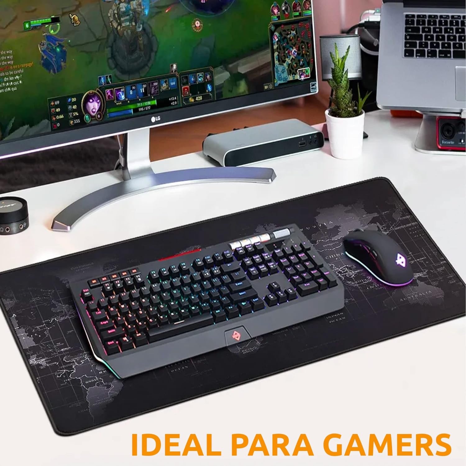 ADM PASS GROUP - Alfombrilla Para Ratón XL, Mousepad XXL 80 X30 Cm Alfombra Gaming Base De Goma Antideslizante PC Tapete Con Microfibras, Accesorios De Oficina. (80Cm X 30Cm)