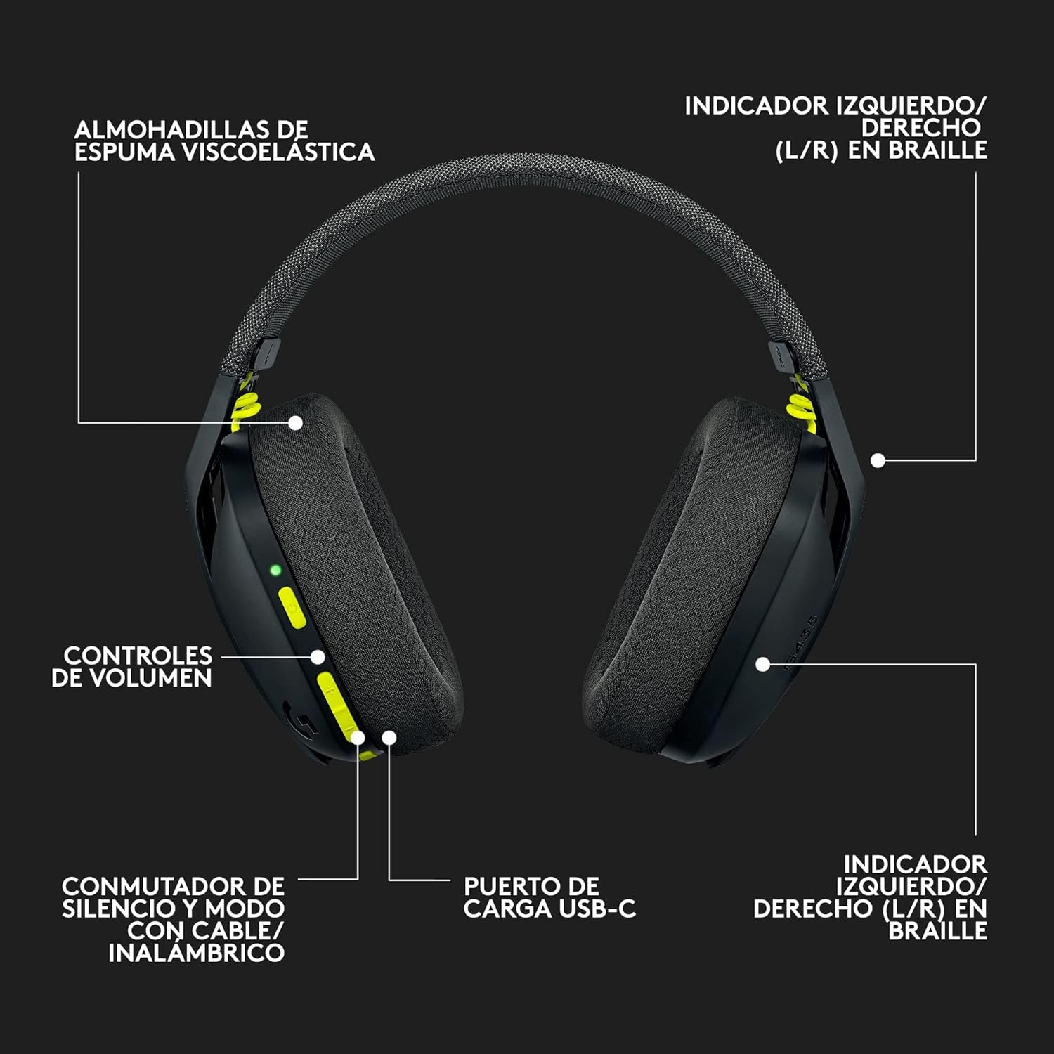 Logitech G G435 Auriculares Inalámbricos LIGHTSPEED Para Gaming, Ligeros, Micrófono Integrado, Batería De 18 Horas, Compatibles Con Dolby Atmos, Bluetooth, PC, PS4, PS5, Móvil, Nintendo Switch - Negro