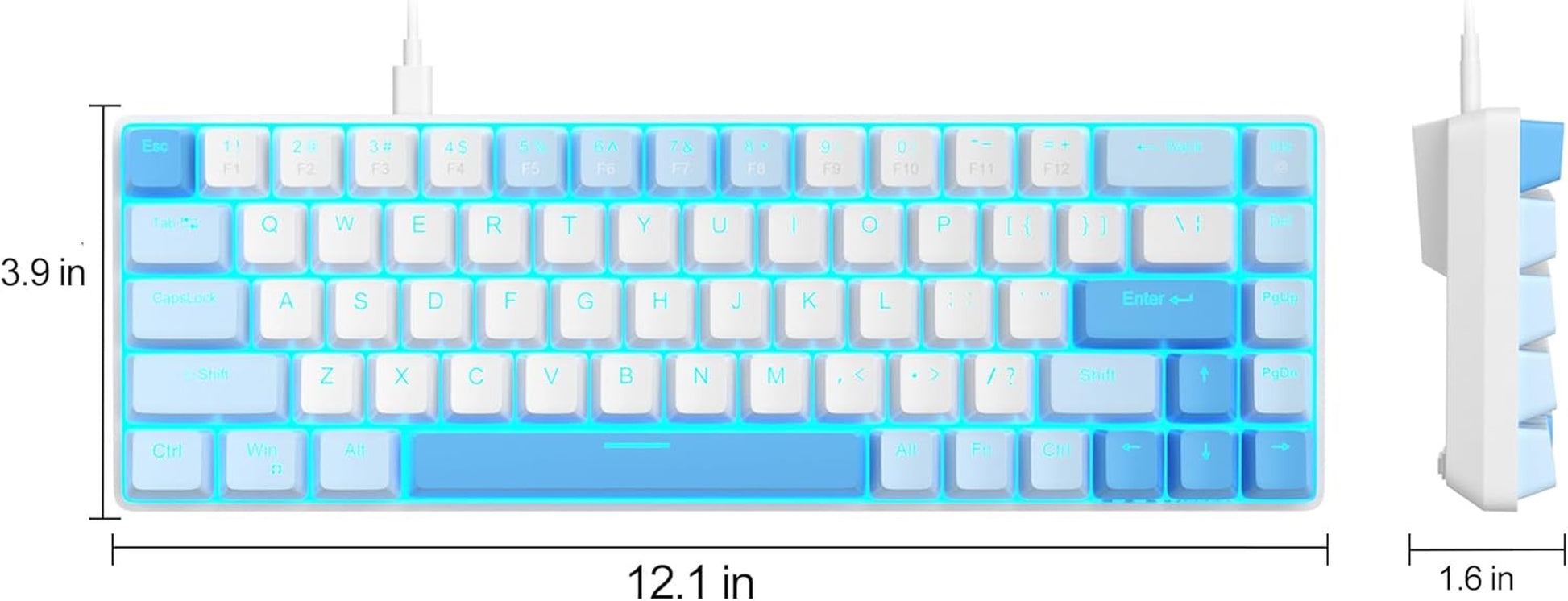 Mk-Box - Teclado Mecánico Para Juegos 60%, Interruptor Azul Y Rojo