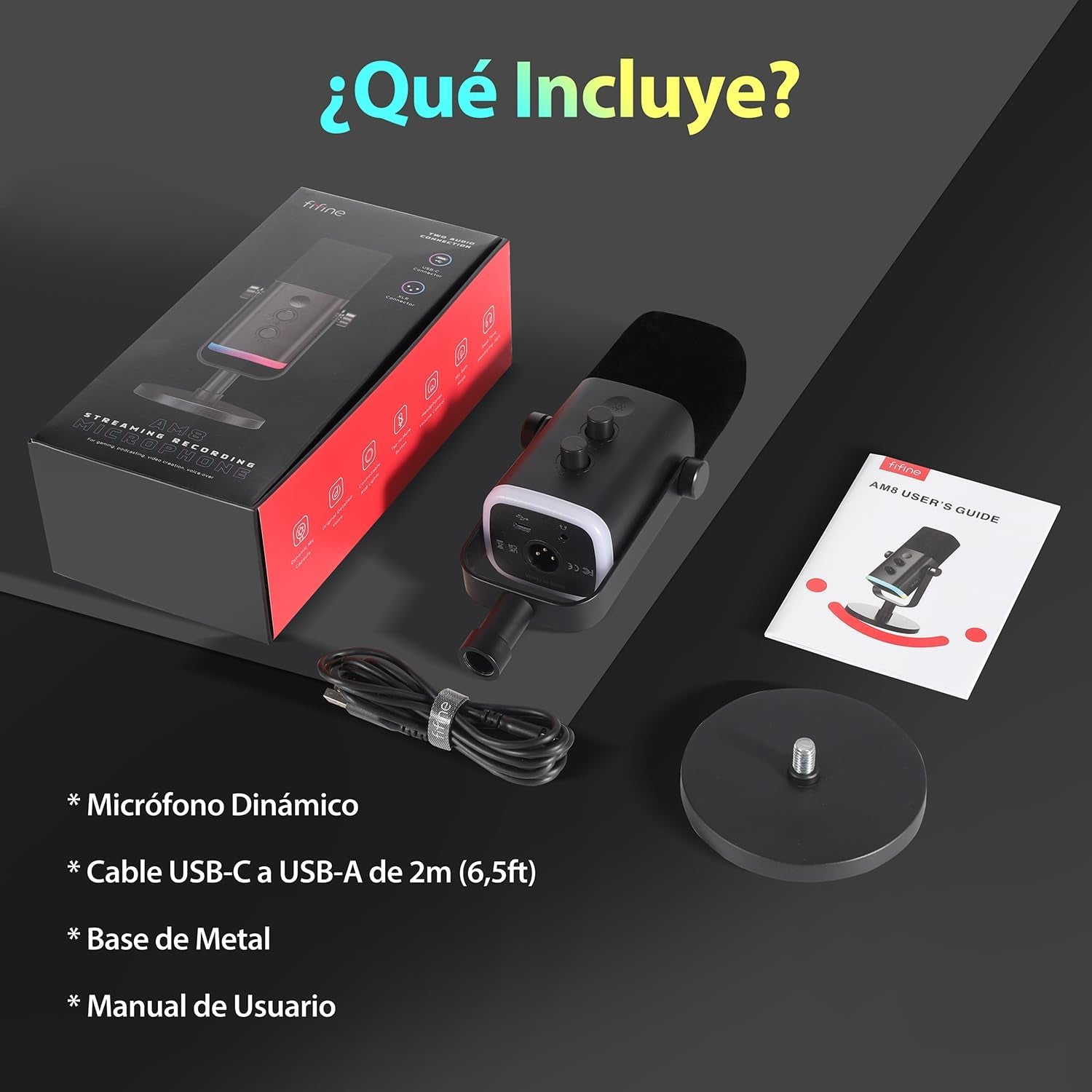 FIFINE USB XLR Gaming Microfono per PC PS4 PS5, Dinámico Micrófono De Streaming Podcast, Para Estudio Podcasting Grabación