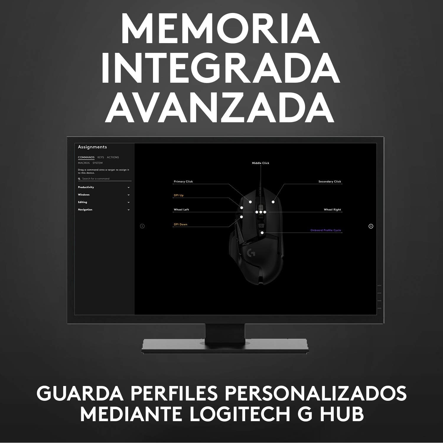Logitech G502 HERO Ratón Gaming Con Cable Alto Rendimiento, Captor HERO 25K, 25,600 DPI, RGB, Peso Personalizable, 11 Botones Programables, Memoria Integrada, Pc/Mac - Negro