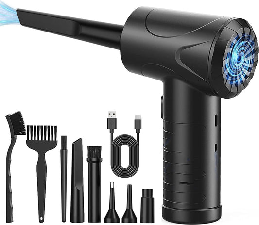 Soplador De Aire Para Pc, 3 Velocidades 91000 U/Min Compressed Air Duster, USB Recargable Plumero Electrico Con Batería De 6000Mah, Soplador Aire Comprimido Para Laptop, Teclado, Coche