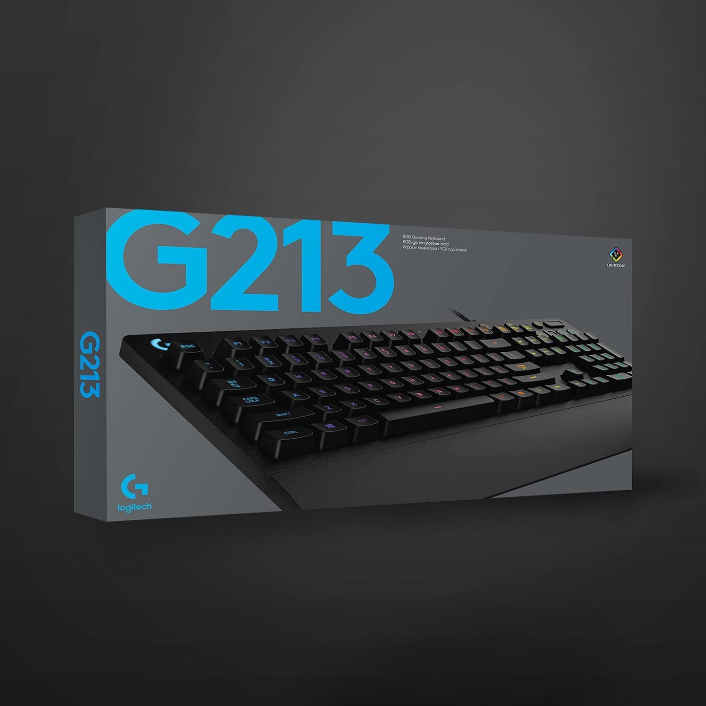 Logitech G213 Prodigy Teclado Gaming Con Reposamuñecas, RGB LIGHTSYNC, Teclas Retroiluminadas Y Personalizables, Resistente a Salpicaduras, Controles Multimedia Dedicados, Disposición QWERTY ES