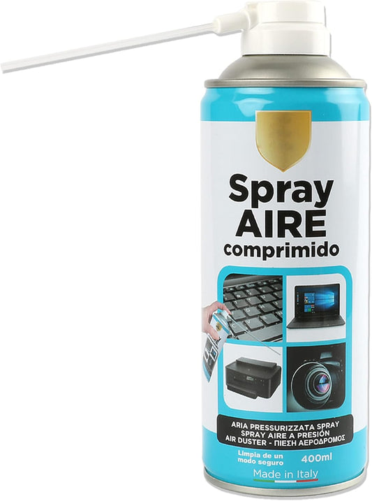 Spray Aire Comprimido 400Ml Para La Limpieza Ideal Para Teclados, Ordenadores Impresoras Y Otros Equipos Eléctricos Eliminación De Polvo