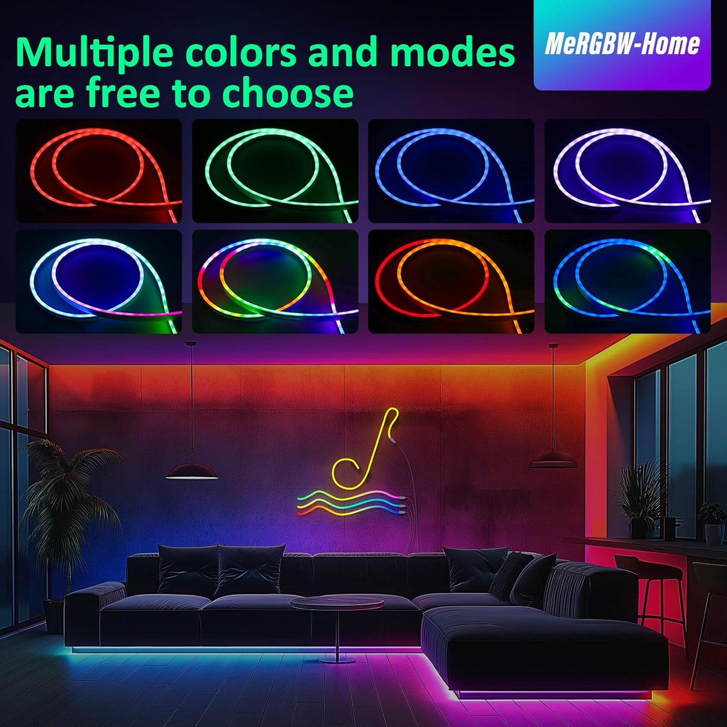 Tiras LED Neon 3M, Luces LED Strip RGB De Neón De DIY Siliconecon, Control Por App, Inteligente Control Segmentado Modo Música Y Escena Arcoíris Para Habitación Gaming, Fiesta, Dormitorio