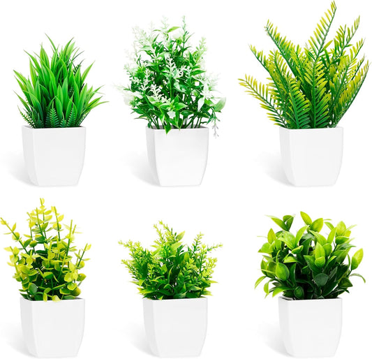 6 Piezas Plantas Artificiales,Planta Artificial Pequeña,Planta Pequeñas Sintéticas De Plástico Decorativas,Plásticos Mini Plantas Falsas Para Mesa Estante Baño Oficina Casa Decoración