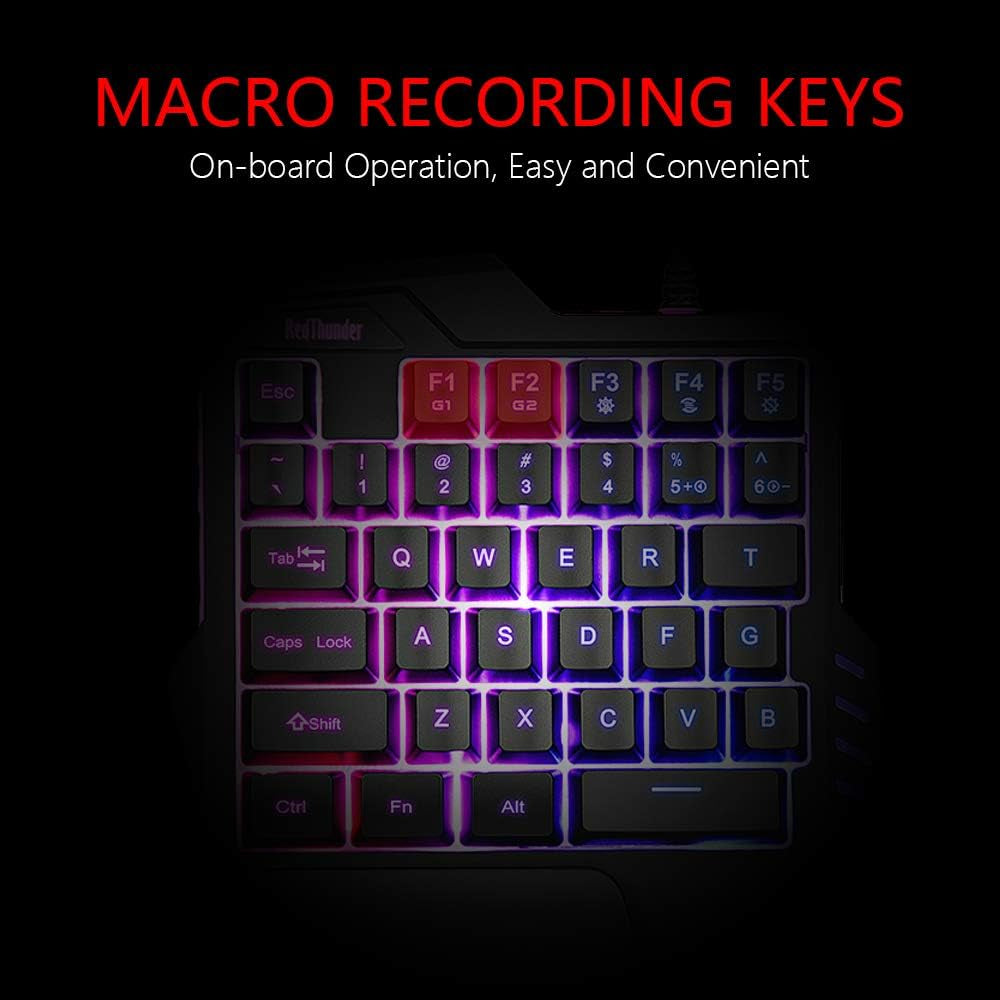 Redthunder G30 Teclado Mecánico RGB Para Juegos Con Una Sola Mano,2 Teclas Macro Integradas+7 Programmable Buttons,Teclado Juego Anti-Ghosting 35 Teclas + Ergonómico Para PC Mac PS5 Xbox One Gamer