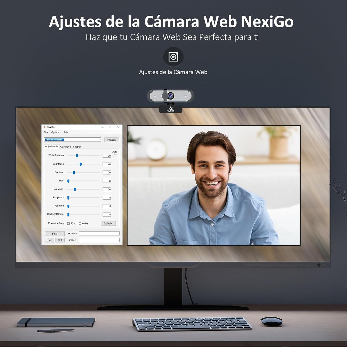 Nexigo N660P 60FPS 1080P Webcam Con Enfoque Automático, Micrófonos Duales Y Cubierta De Privacidad, Pro HD USB Cámara Web Para PC OBS Gaming Conferencias Con Zoom Skype Facetime Teams