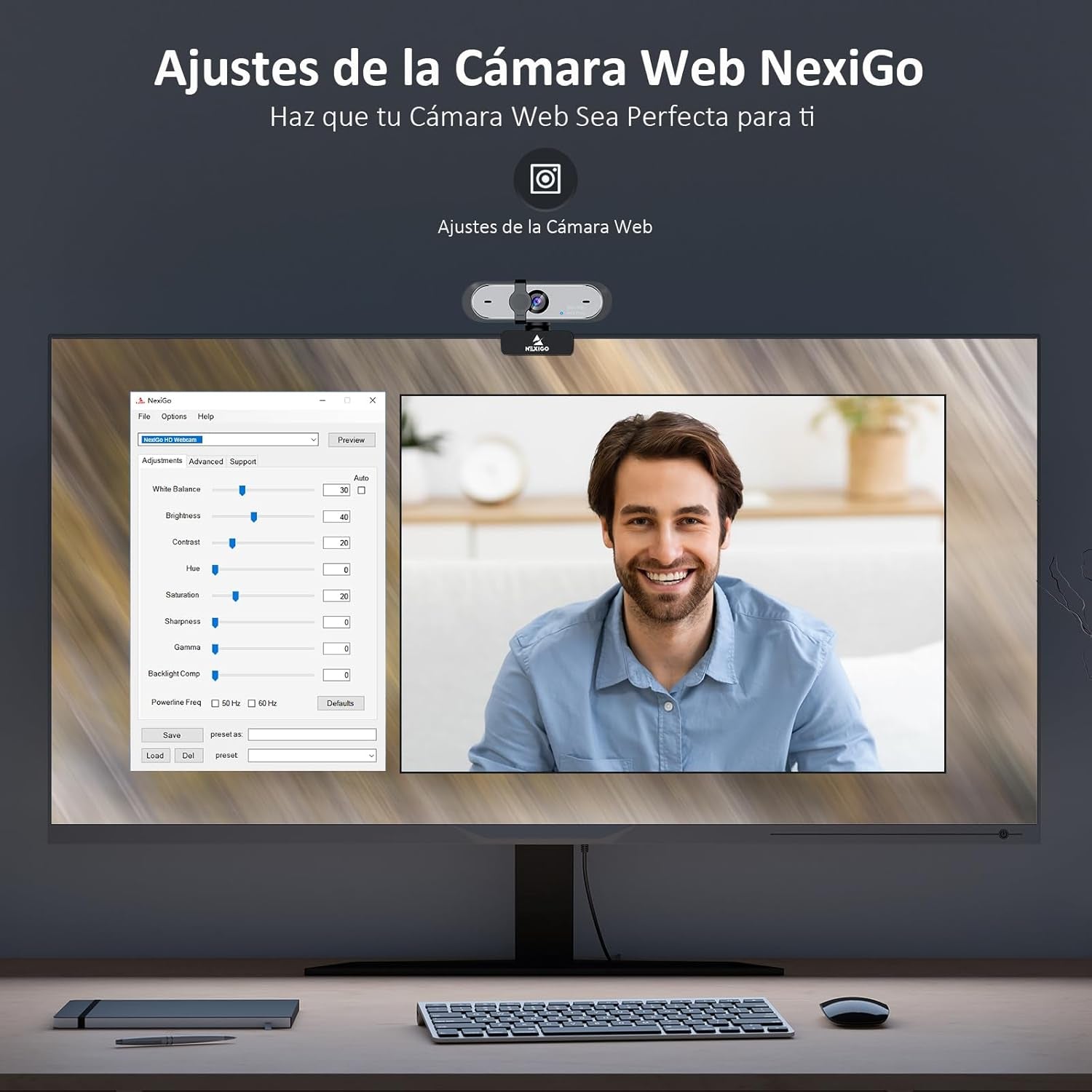 Nexigo N660P 60FPS 1080P Webcam Con Enfoque Automático, Micrófonos Duales Y Cubierta De Privacidad, Pro HD USB Cámara Web Para PC OBS Gaming Conferencias Con Zoom Skype Facetime Teams