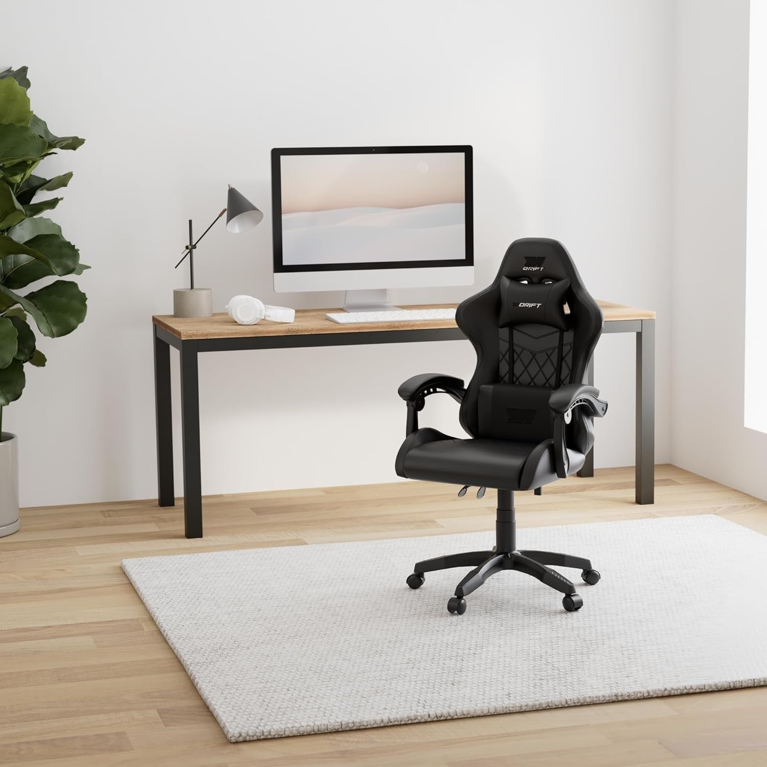 DRIFT GAMING DR35 – Silla Gaming Ergonómica Profesional Con Reposabrazos 2D Ajustables, Soporte Lumbar Y Cervical, Reclinable 135°, Tapizado En Cuero Sintético, Ruedas Silenciosas, Base Robusta, Negro