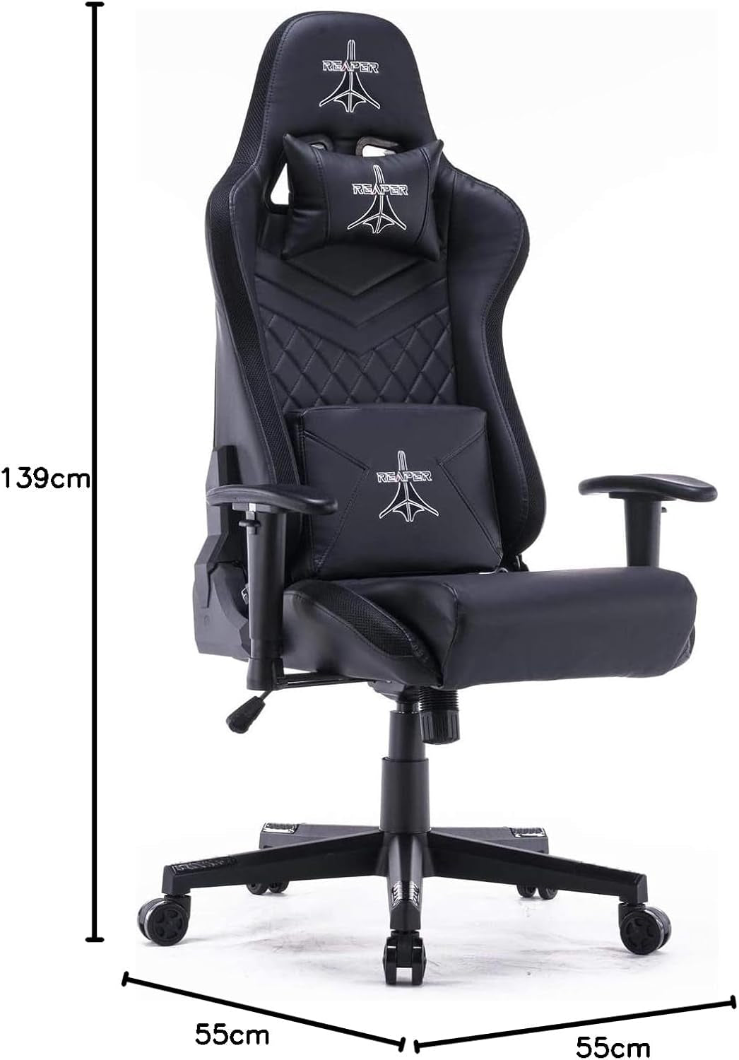 La Voglia Di Fare Reaper - Silla De Gaming Profesional Con Tecnología LED RGB Integrada, Respaldo Reclinable, Perfiles LED Coloridos Personalizables Con Amplia Selección De Color (Negro)