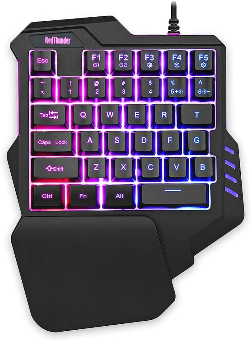 Redthunder G30 Teclado Mecánico RGB Para Juegos Con Una Sola Mano,2 Teclas Macro Integradas+7 Programmable Buttons,Teclado Juego Anti-Ghosting 35 Teclas + Ergonómico Para PC Mac PS5 Xbox One Gamer